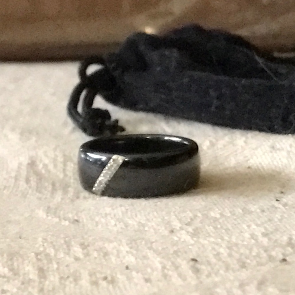 Black Ring with Swarovski Crystal Accent